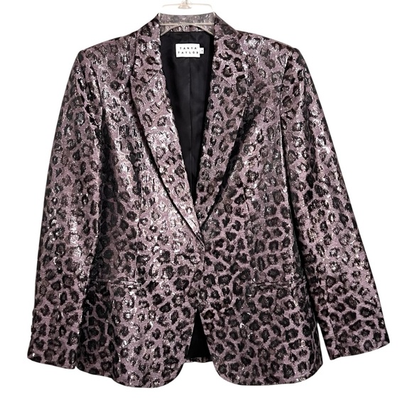 Tanya Taylor Jackets & Blazers - Tanya Taylor Annaliese Metallic Leopard Print Blazer Womens 8 New Purple Black